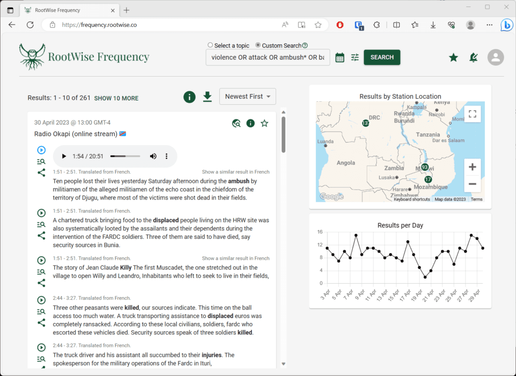 FM Radio Monitoring for Insights in Conflict Zones